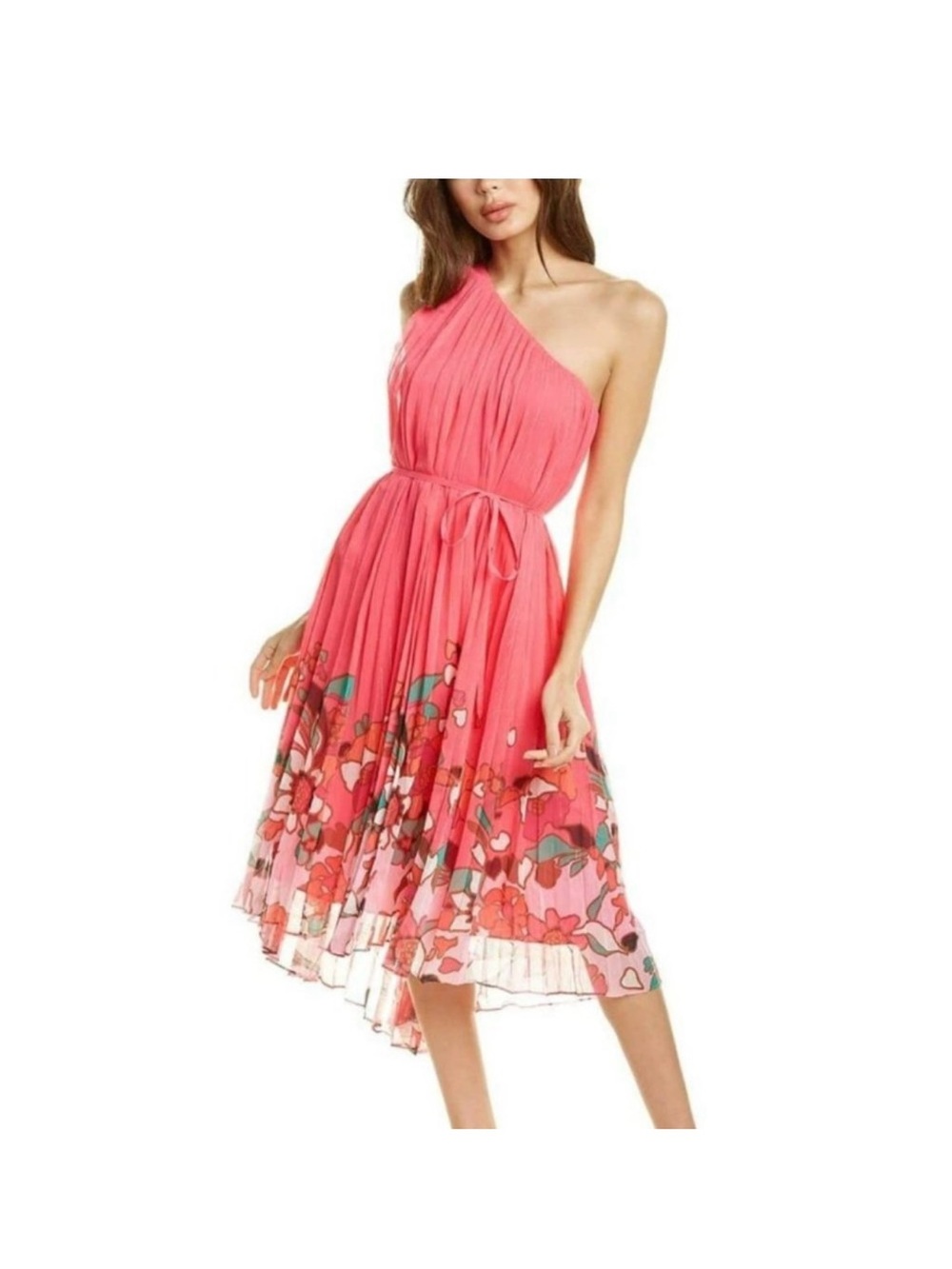 Ted Baker Piñata Floral Pleated Aymmetrical One-Shoulder Dress